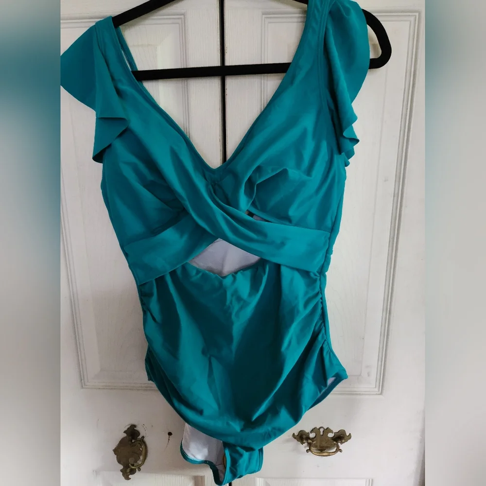 Nwt Elegant Teal One-Piece Swimsuit - Picture 4 of 10